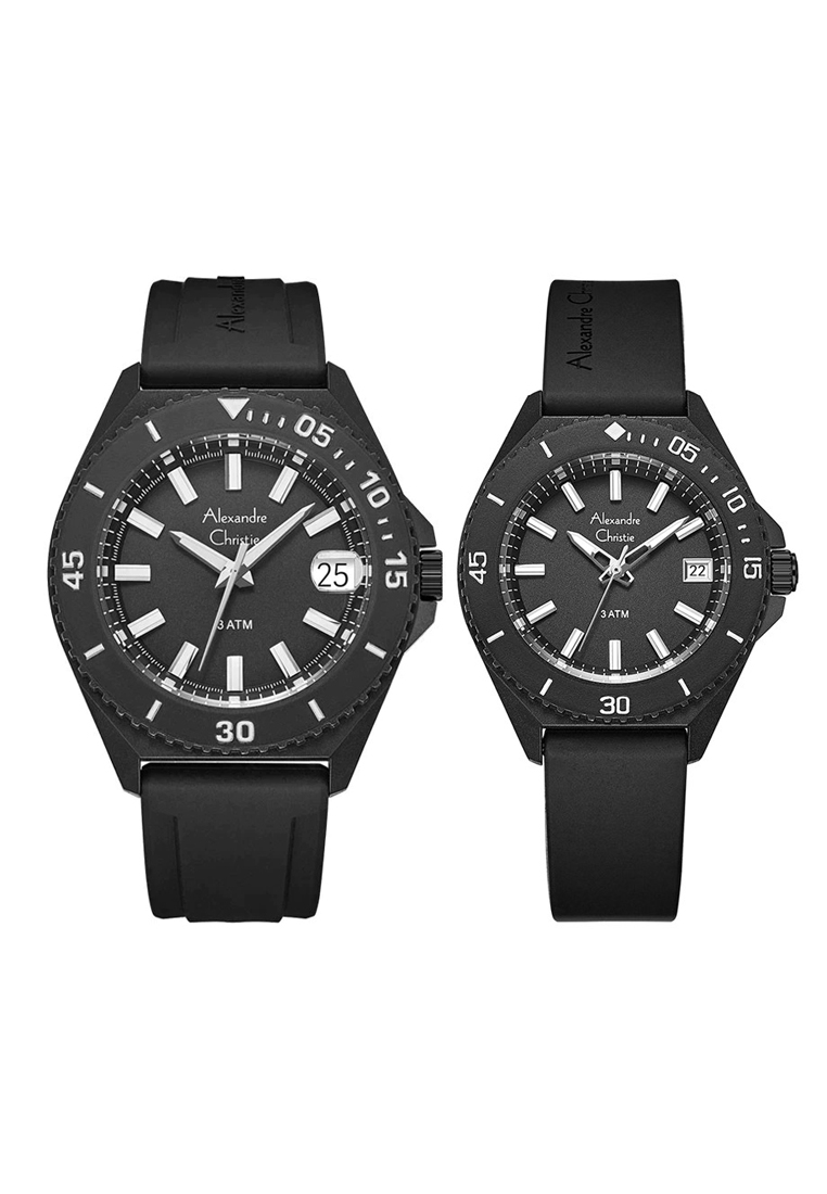 Alexandre Christie AC 8693 MDRIPBABA & AC 8693 LDRIPBABA Jam Tangan Couple Rubber Strap