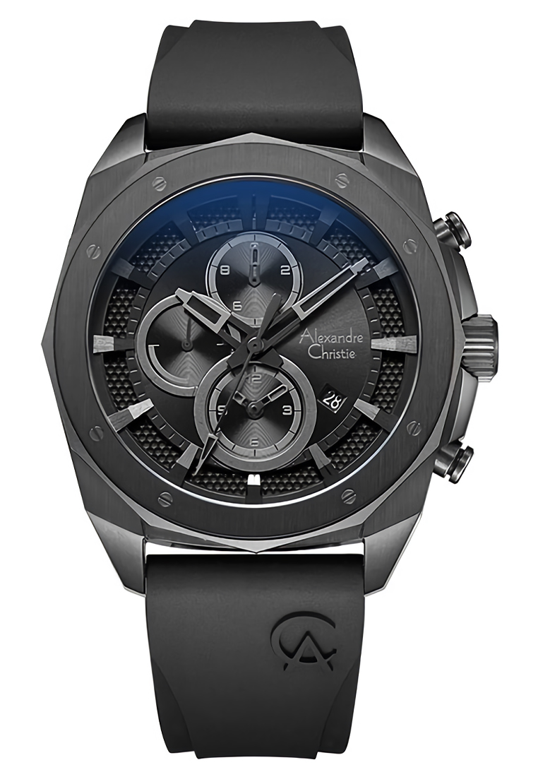 Alexandre Christie - Jam Tangan Pria - Black - Rubber Strap - 6611 MCREPBA