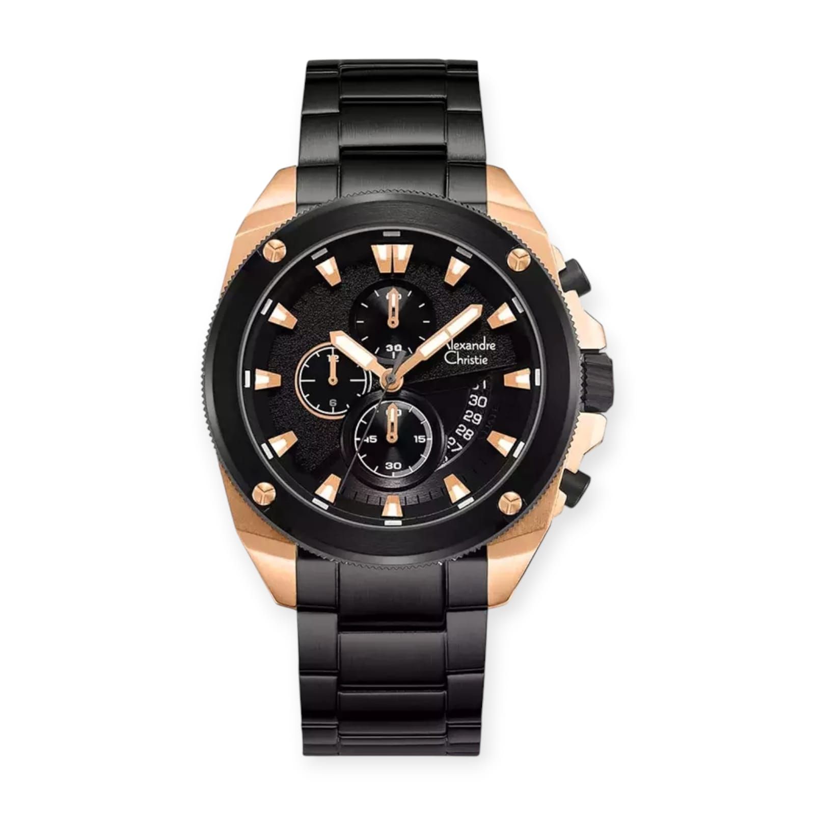 Alexandre Christie 6646 Rantai Hitam Rosegold Cowok