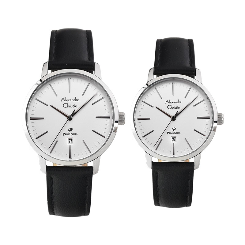 Alexandre Christie Jam Tangan Couple Alexandre Christie Primo Steel AC 1028 LSSSL Couple Silver Dial
