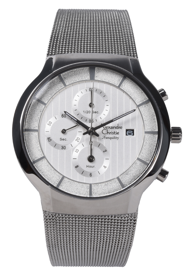 Alexandre Christie - Jam Tangan Chronograph Pria - Silver - Stainless Steel Bracelet - 6245 MCBSSSL