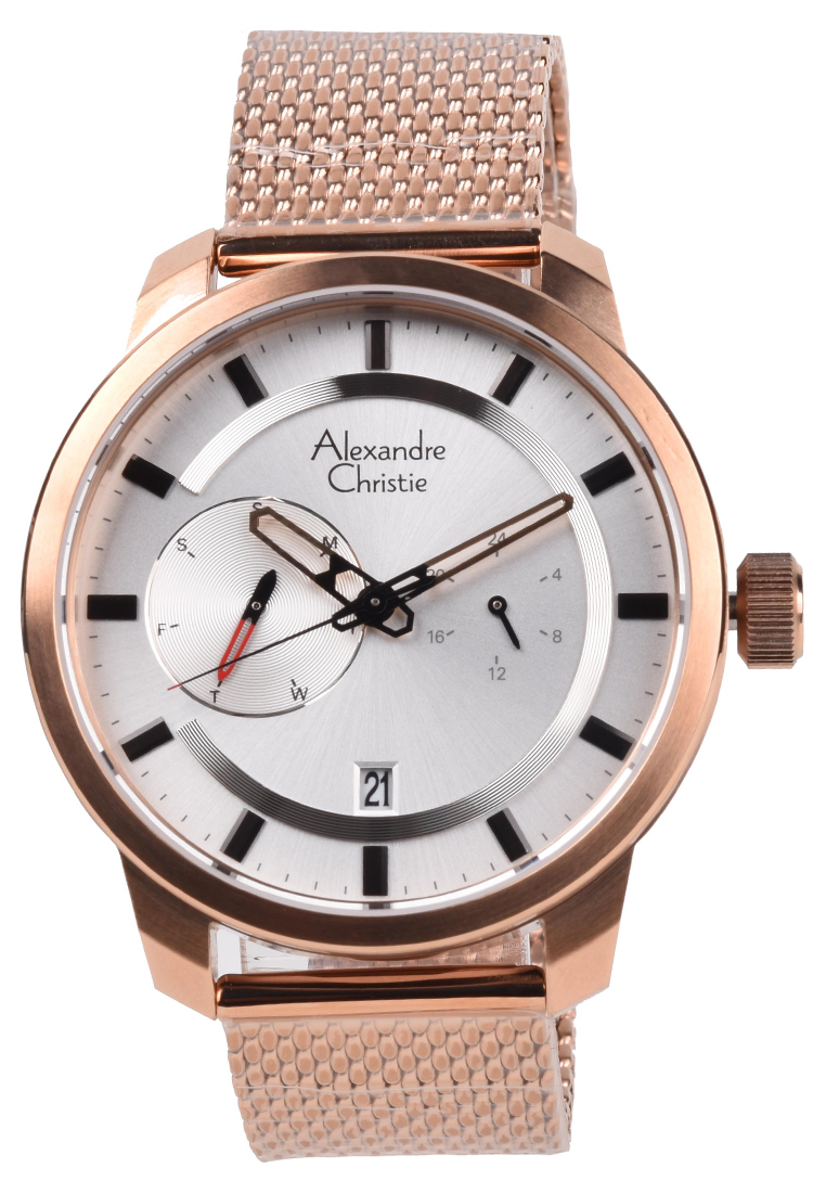 Alexandre Christie - Jam Tangan Pria - Rosegold - Stainless Steel Bracelet - 6548MFBRGSL