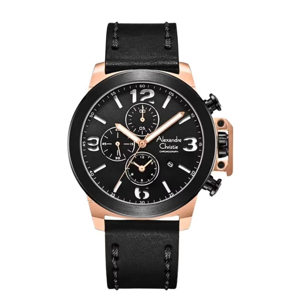 Alexandre Christie Jam Tangan Pria Alexandre Christie Chronograph  AC 6280 GC LBRBASL Leather Strap