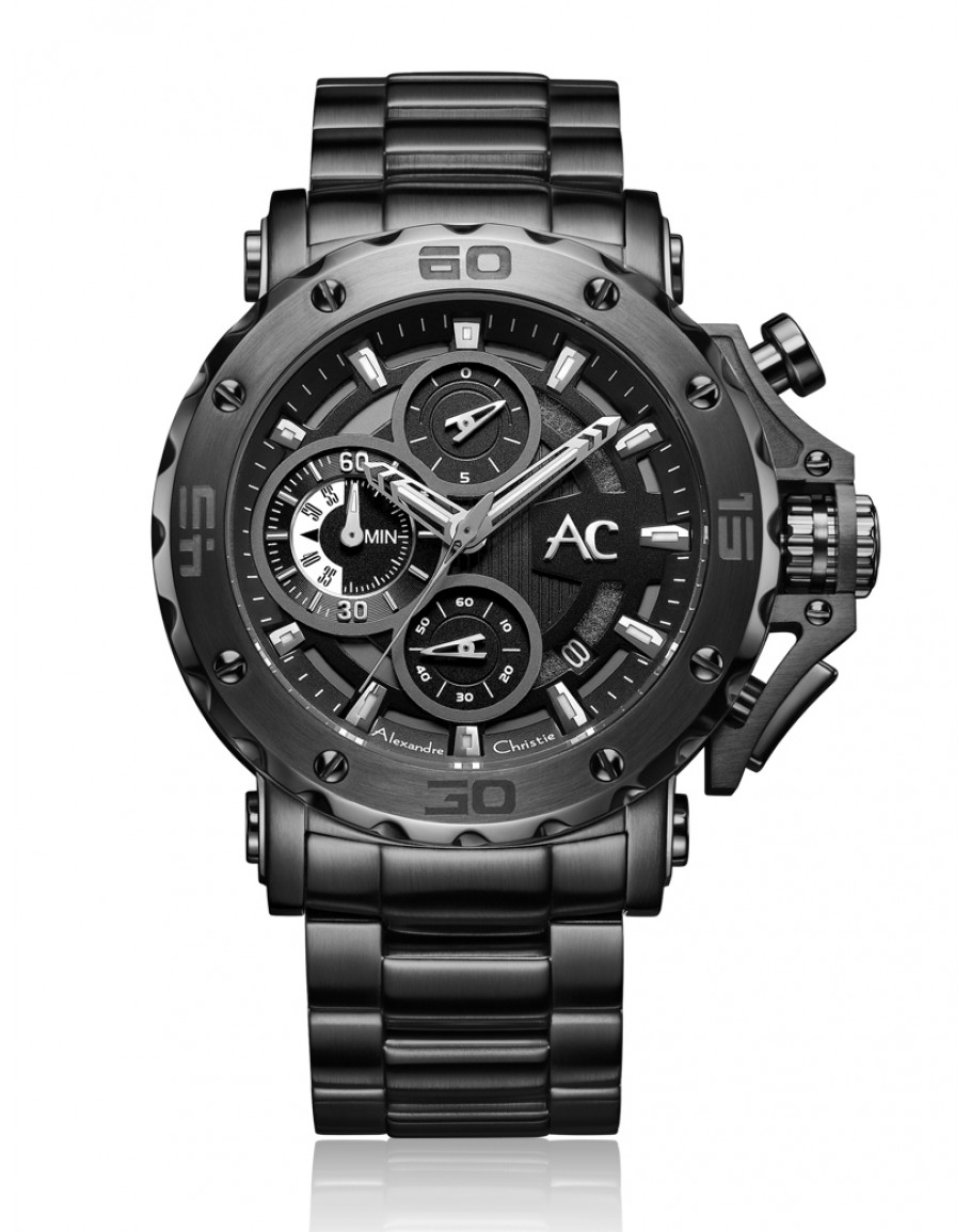 Alexandre Christie Men AC 9205 MCB Carbon Stainless steel black