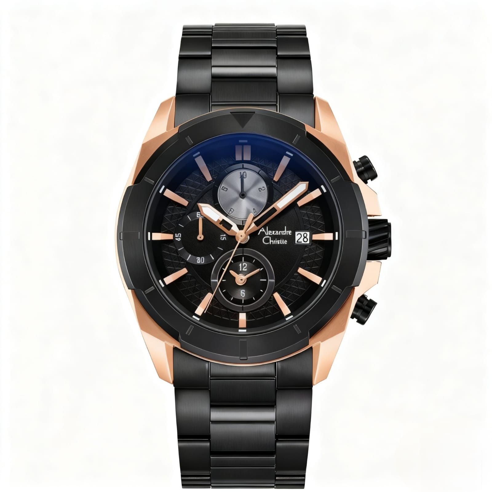 Alexandre Christie 6596 Rantai Hitam Rosegold Cowok