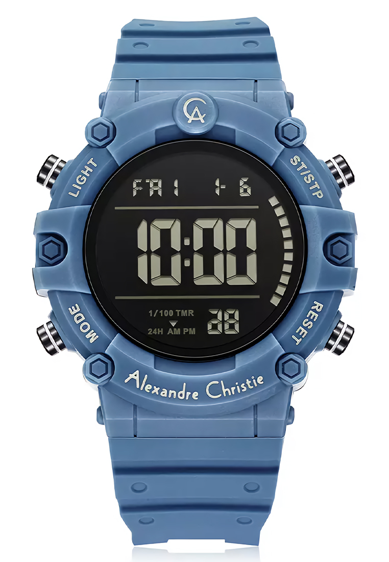 Alexandre Christie - Jam Tangan Pria - Light Blue - Rubber Strap - 9386 MHRIPBALB