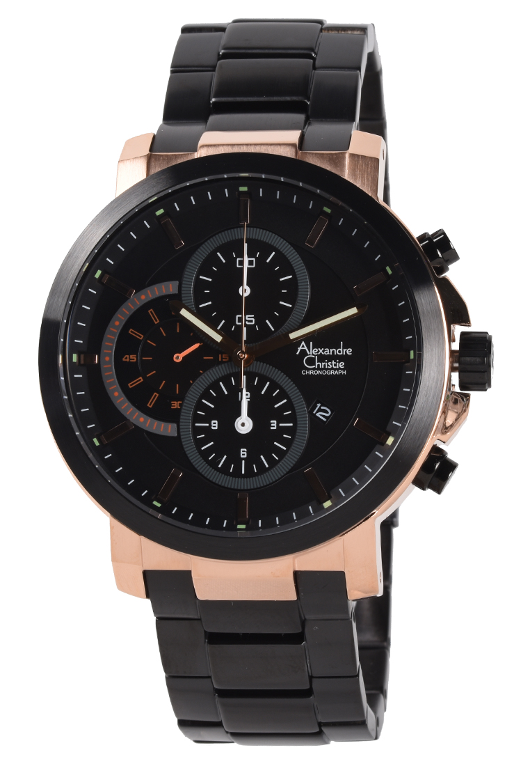 Alexandre Christie - Jam Tangan Pria - Rosegold Black - Stainless Steel - 6350 MCBBRBA
