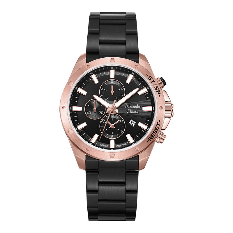 Alexandre Christie Jam Tangan Pria Alexandre Christie Chronograph AC 6669 MC BBRBA Men Black Dial Bl