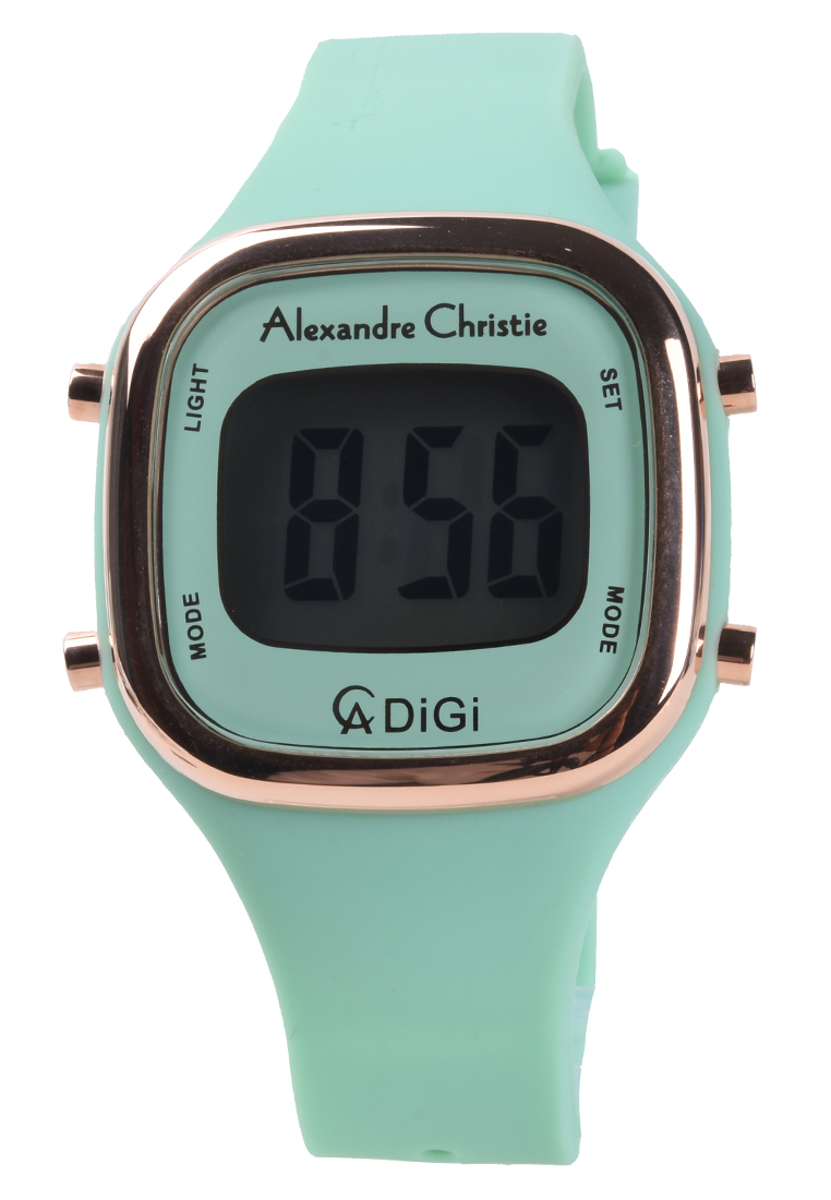 Alexandre Christie - Jam Tangan Wanita - Green - Rubber Strap - 9336 LHRRGLE