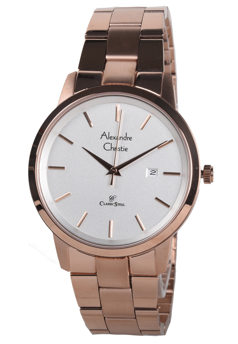 Alexandre Christie - Jam Tangan Pria - Rosegold - Stainless Steel Bracelet - 8645MDBRGSL