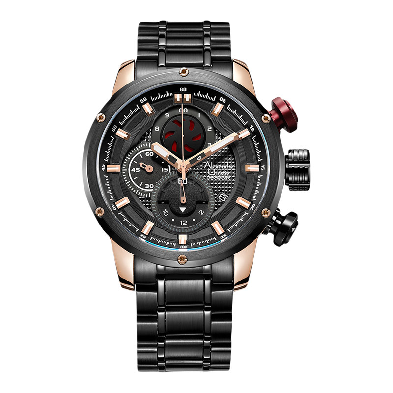 Alexandre Christie Jam Tangan Pria Alexandre Christie Chronograph AC 6239 MC BBRBA Men Black Dial St