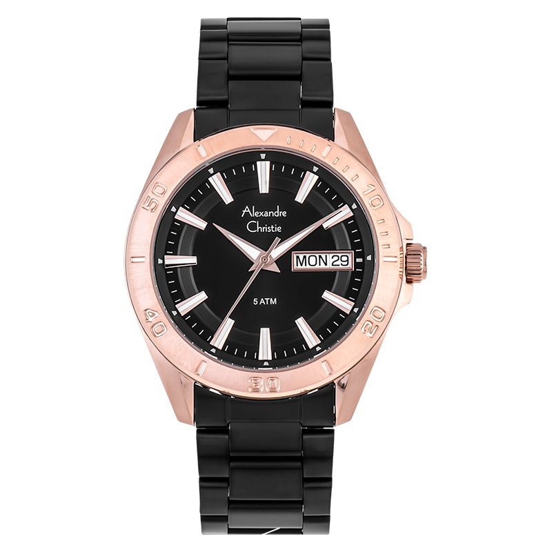 Alexandre Christie Jam Tangan Pria Alexandre Christie AC 6512 ME BBRBA Men Black Dial Black Stainles