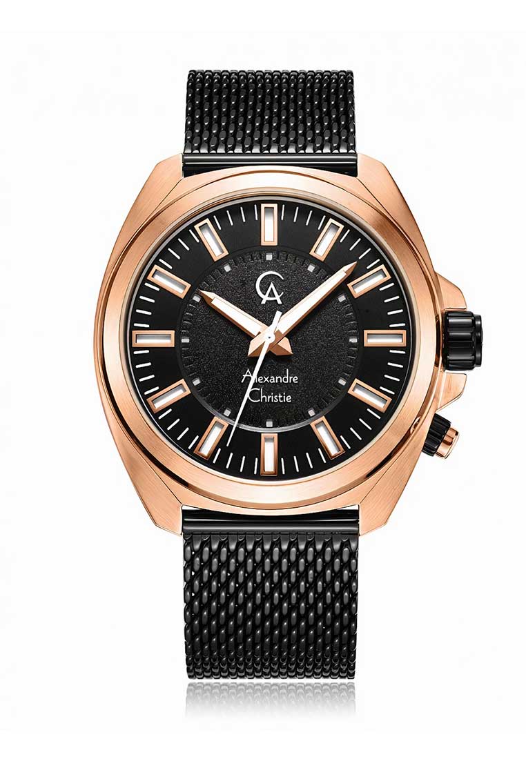 Alexandre Christie Jam Tangan Pria - Black Rosegold - Tali Pasir - 8631 MHBBRBA