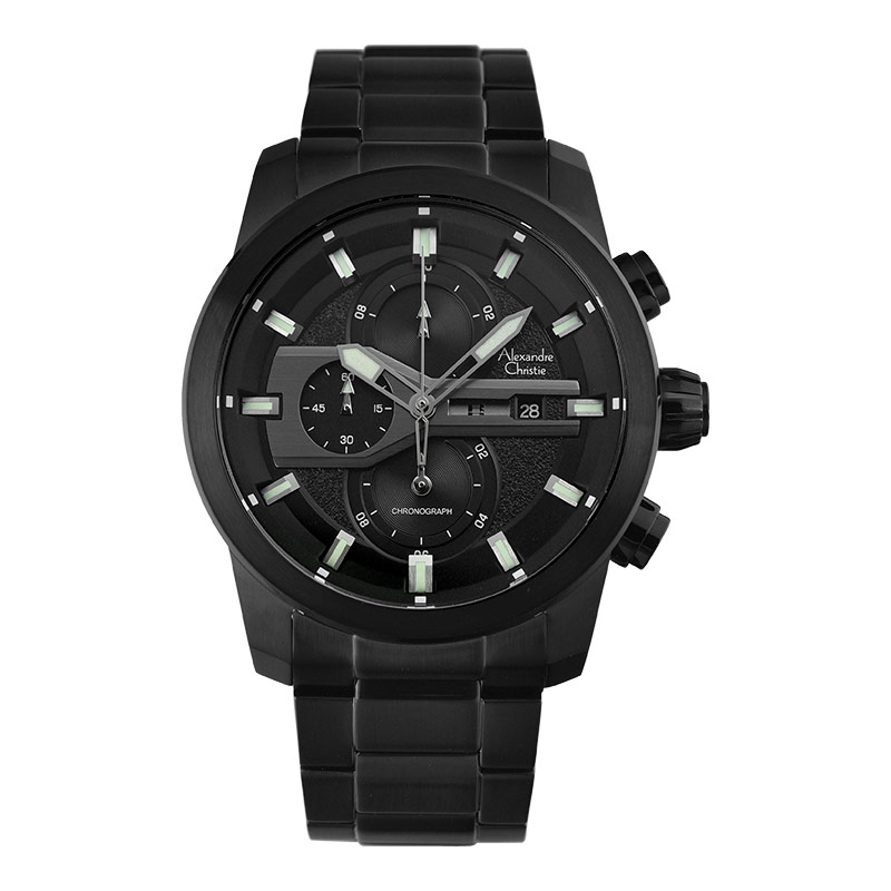 Alexandre Christie Jam Tangan Pria Alexandre Christie Chronograph AC 6562 MC BIPBASL Men Black Dial 