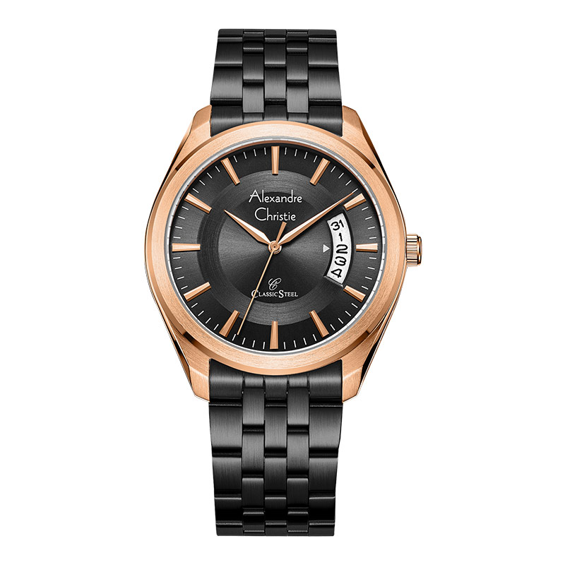 Alexandre Christie Jam Tangan Pria Alexandre Christie Classic Steel AC 8674 MD BBRBA Men Black Dial 