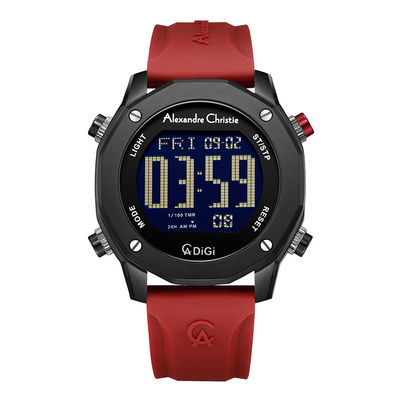 Alexandre Christie Jam Tangan Pria Alexandre Christie Digi AC 9377 MH RIPBARE Men Digital Dial Red R