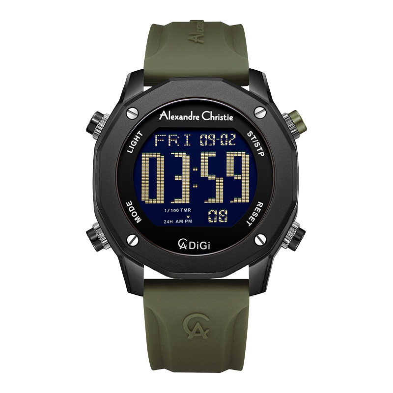 Alexandre Christie Jam Tangan Pria Alexandre Christie Digi AC 9377 MH RIPBAGN Men Digital Dial Green
