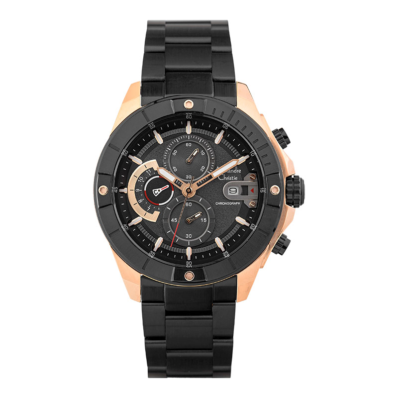 Alexandre Christie Jam Tangan Pria Alexandre Christie Chronograph AC 6631 MC BBRBA Men Black Dial Bl