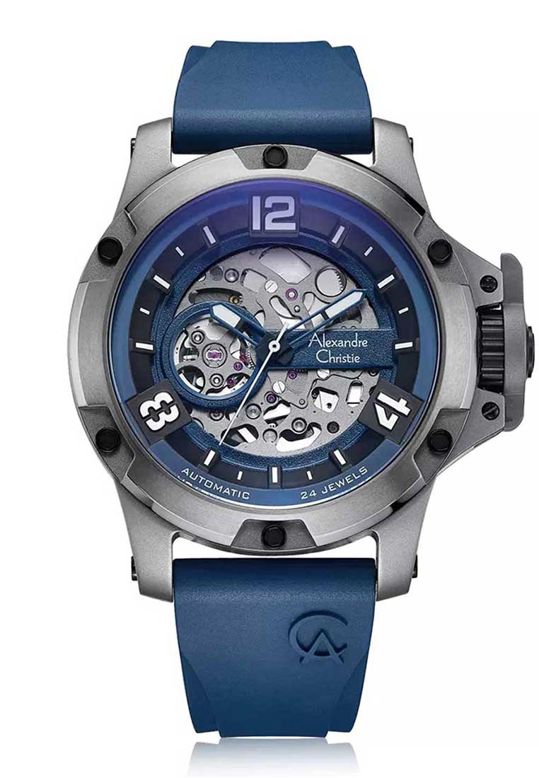 Alexandre Christie Jam Tangan Pria - Blue Silver - Silicon - 6295 MTRTPBABU