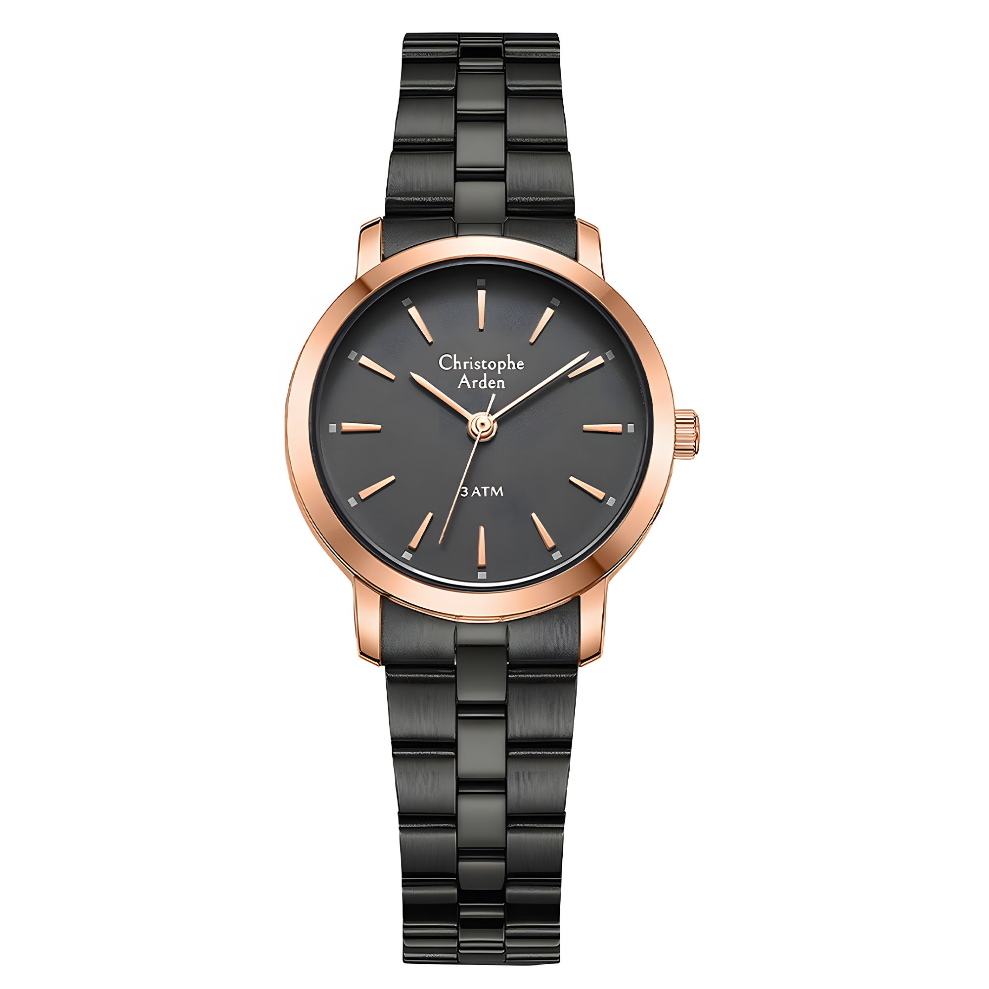 Alexandre Christie Christophe Arden - Jam Tangan Analog Wanita - Black Dial - Rose Gold Black Stainl