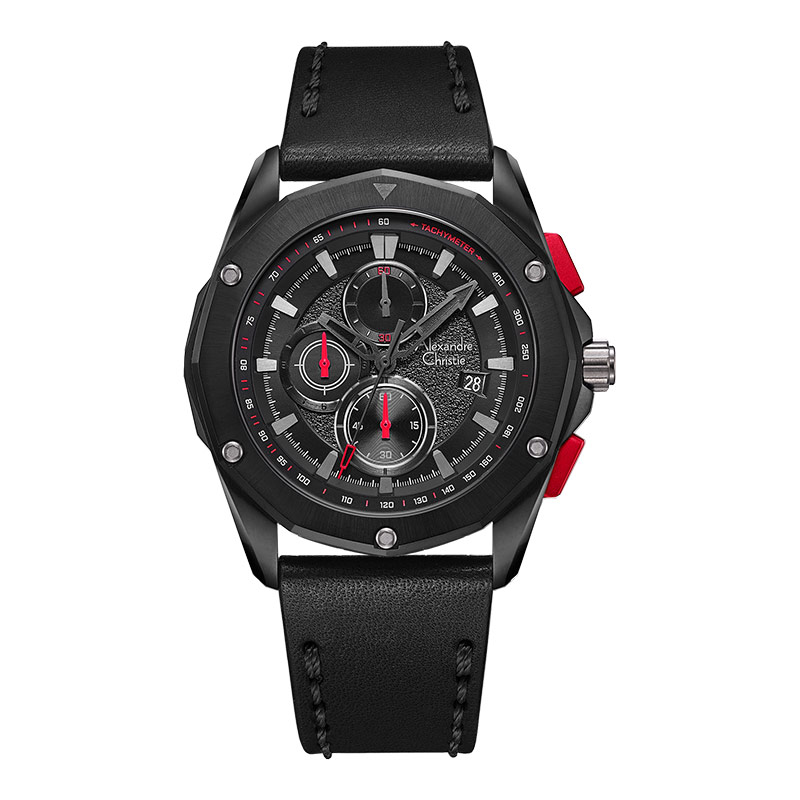 Alexandre Christie Jam Tangan Pria Alexandre Christie Chronograph AC 6663 MC LIPBARE Men Black Dial 