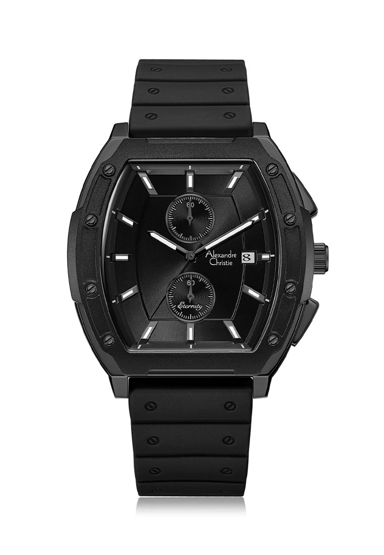 Alexandre Christie Jam Tangan Pria - Black - Rubber Strap - 6628 MCRIPBA