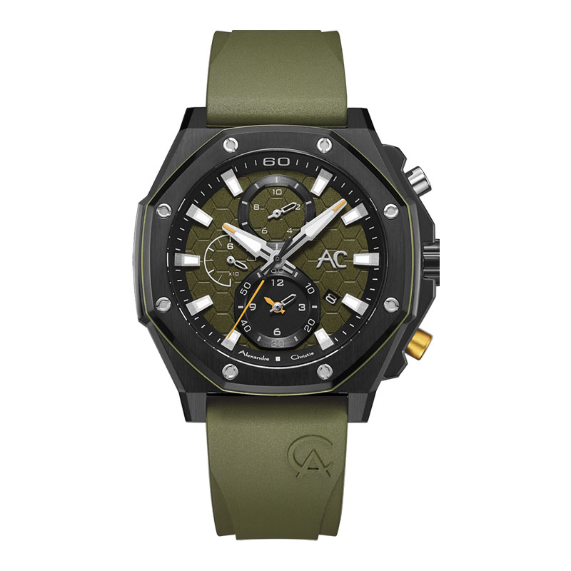 Alexandre Christie Jam Tangan Pria Alexandre Christie AC 9601 GC RIPGNYL Chronograph Men Green Dial 