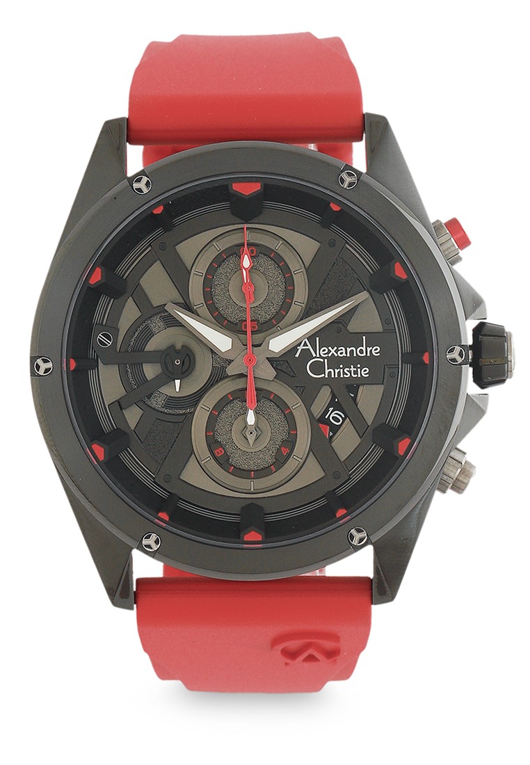 Alexandre Christie Jam Tangan Pria - Red Black - Rubber - 6620 MCRIPBARE
