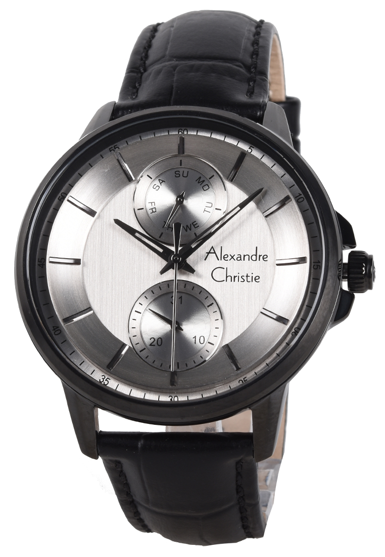 Alexandre Christie - Jam Tangan Pria - Black - Leather Strap - 6576MFLIGGR