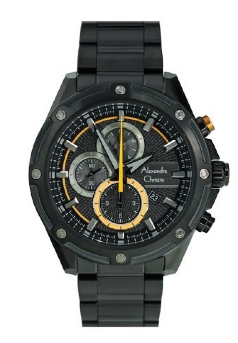 Alexandre Christie 6605 Rantai Full Black Dial Kuning