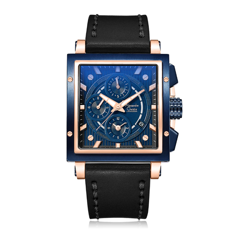 Alexandre Christie AC 6182 Rosegold Blue Leather GCLURBU