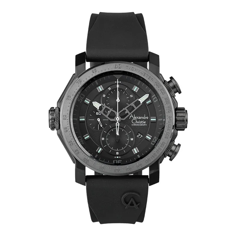 Alexandre Christie Jam Tangan Pria Alexandre Christie Chronograph AC 6565 MC REPBA Men Rubber Strap