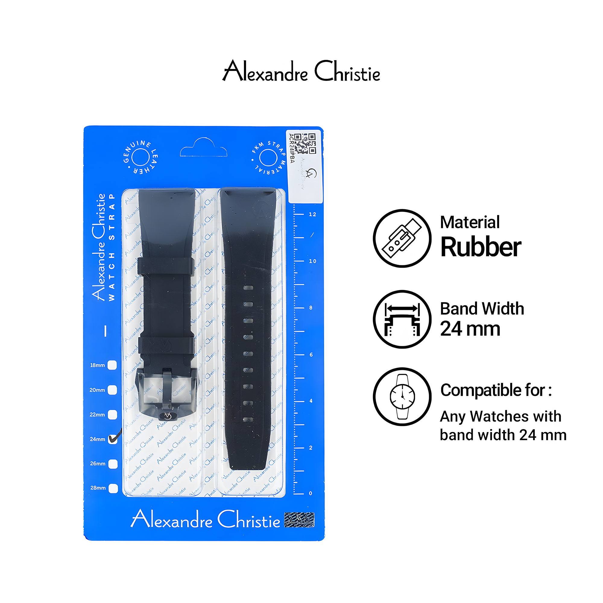 Alexandre Christie Strap Tali Jam Tangan Alexandre Christie ACR24IPBA - Black Rubber Strap