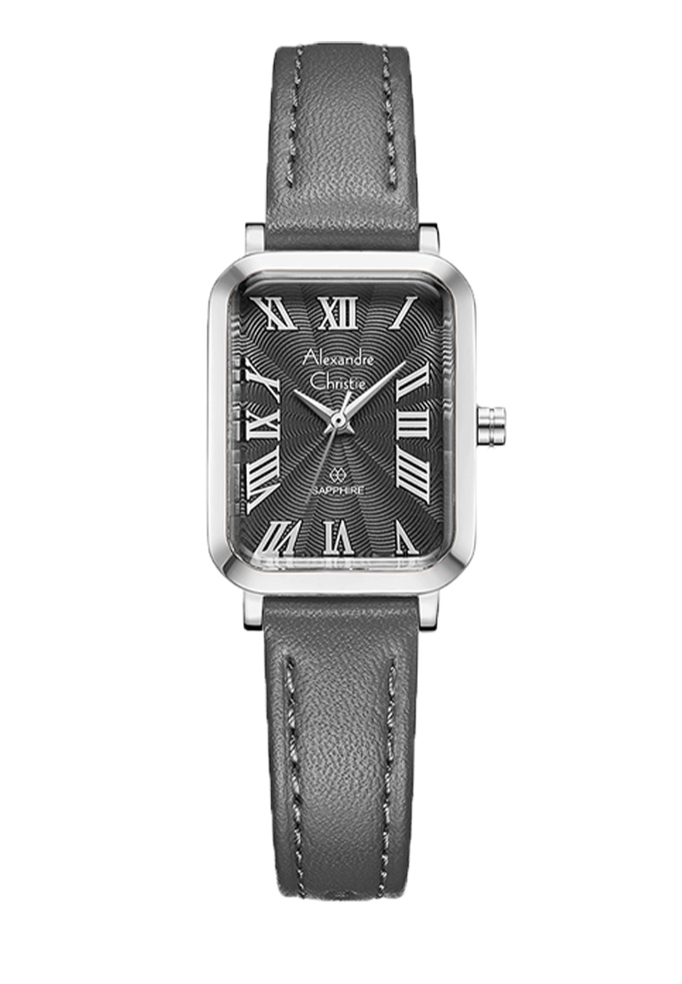 Alexandre Christie Passion Ladies Silver & Grey Dial Grey Leather Strap 21mm x 32.5mm - AC2B87LHLSSD