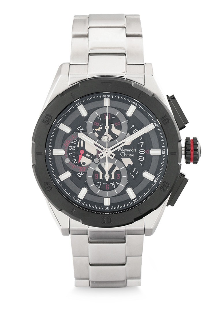 Alexandre Christie Jam Tangan Pria - Silver Black - Stainless Steel - 6560 MCBTBBA