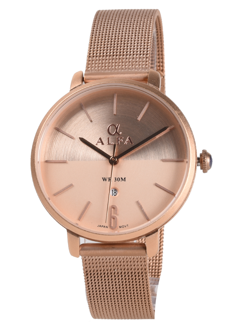 Alfa - Jam Tangan Wanita - Rosegold - Stainless Steel Bracelet - 38007L-D