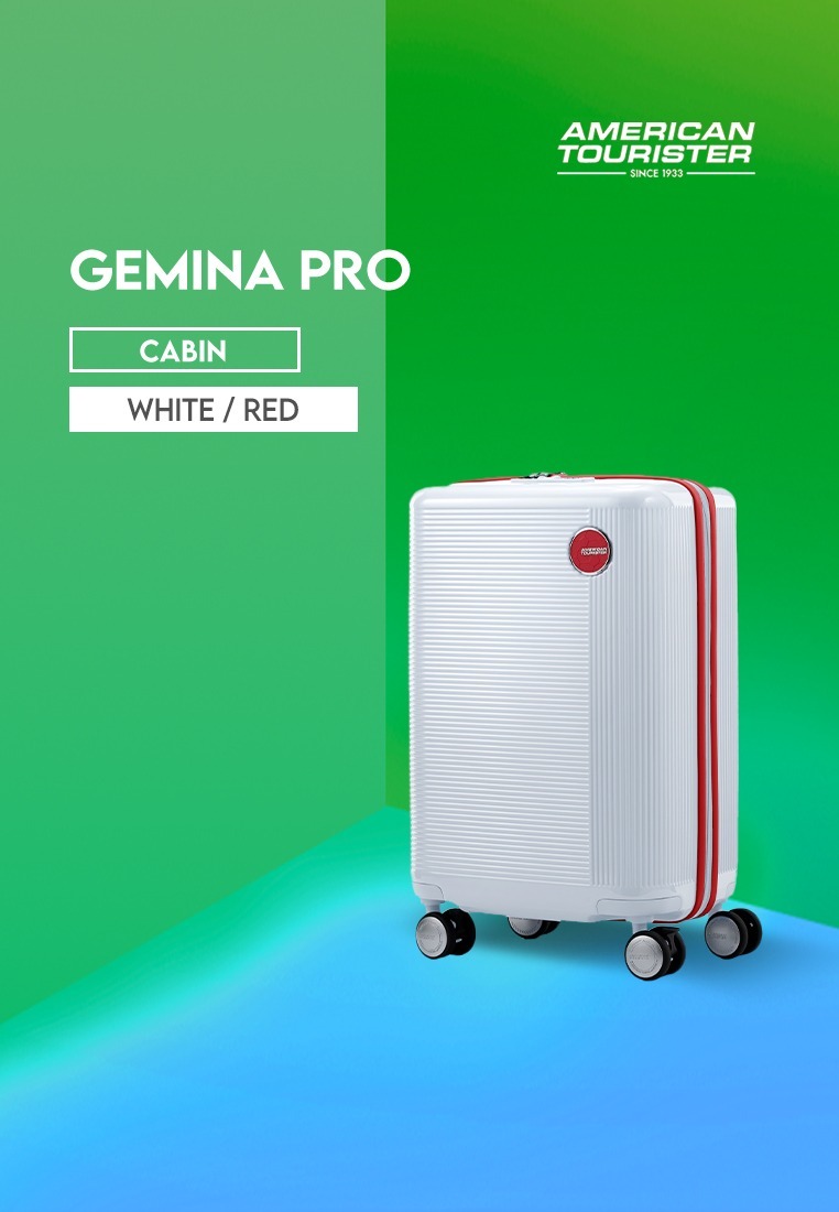 American Tourister Koper Hardcase Gemina Pro Spinner Cabin 20 Inch TSA V2 - White/Red