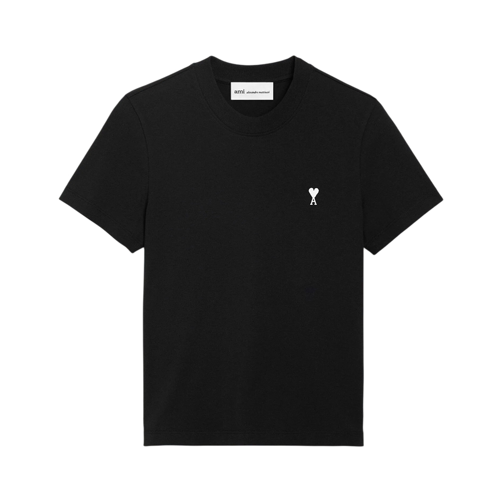 AMI Paris Black De Coeur Cotton T-Shirt Black / White Cream