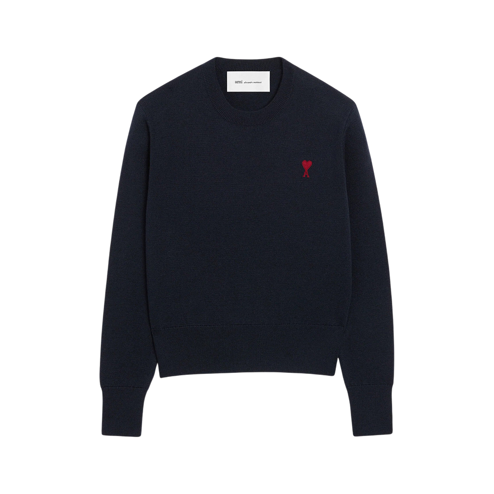 AMI Paris Ami De Coeur Crewneck Sweater Wool Navy/Red