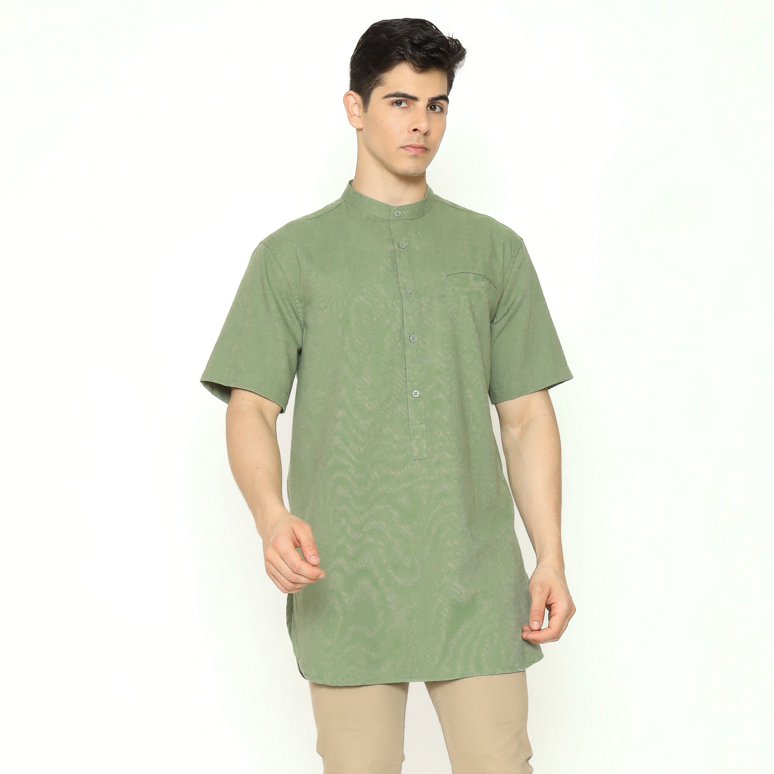 AMK Kemeja Koko Kurta Pria Lengan Pendek KK Nahawand S/s Sage Green