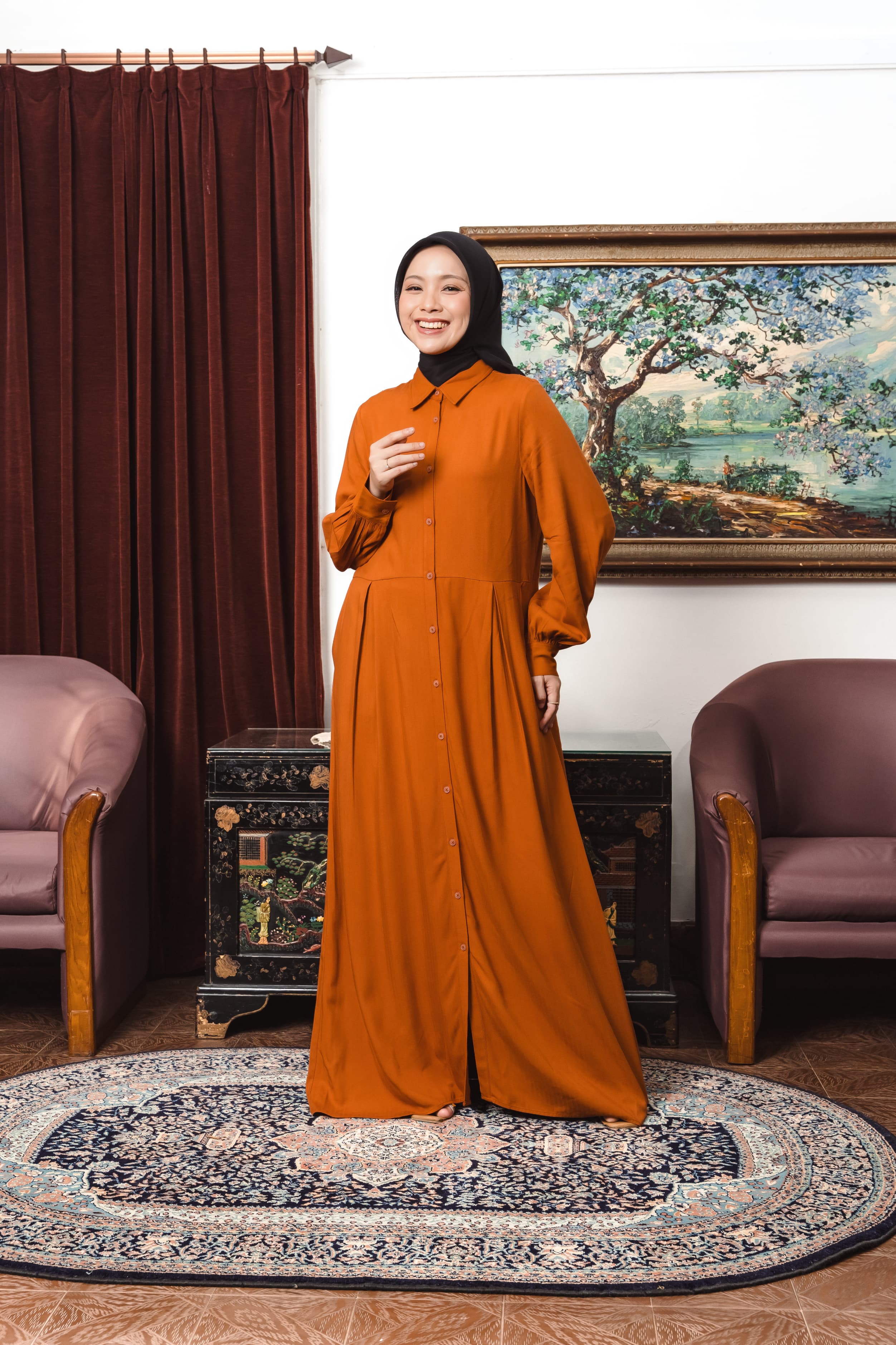 AMK Sarimbit Keluarga Set Muqatah Series Terracota Gamis Wanita