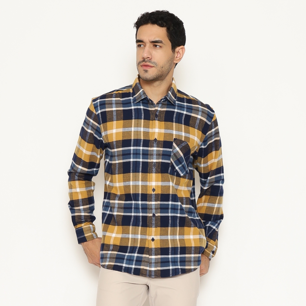 AMK Kemeja Pria Flannel Lengan Panjang SHF KENZO L/S CAMEL