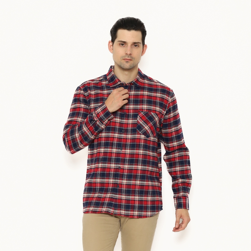 AMK Kemeja Pria Flannel Lengan Panjang SHF RYUU L/S Red