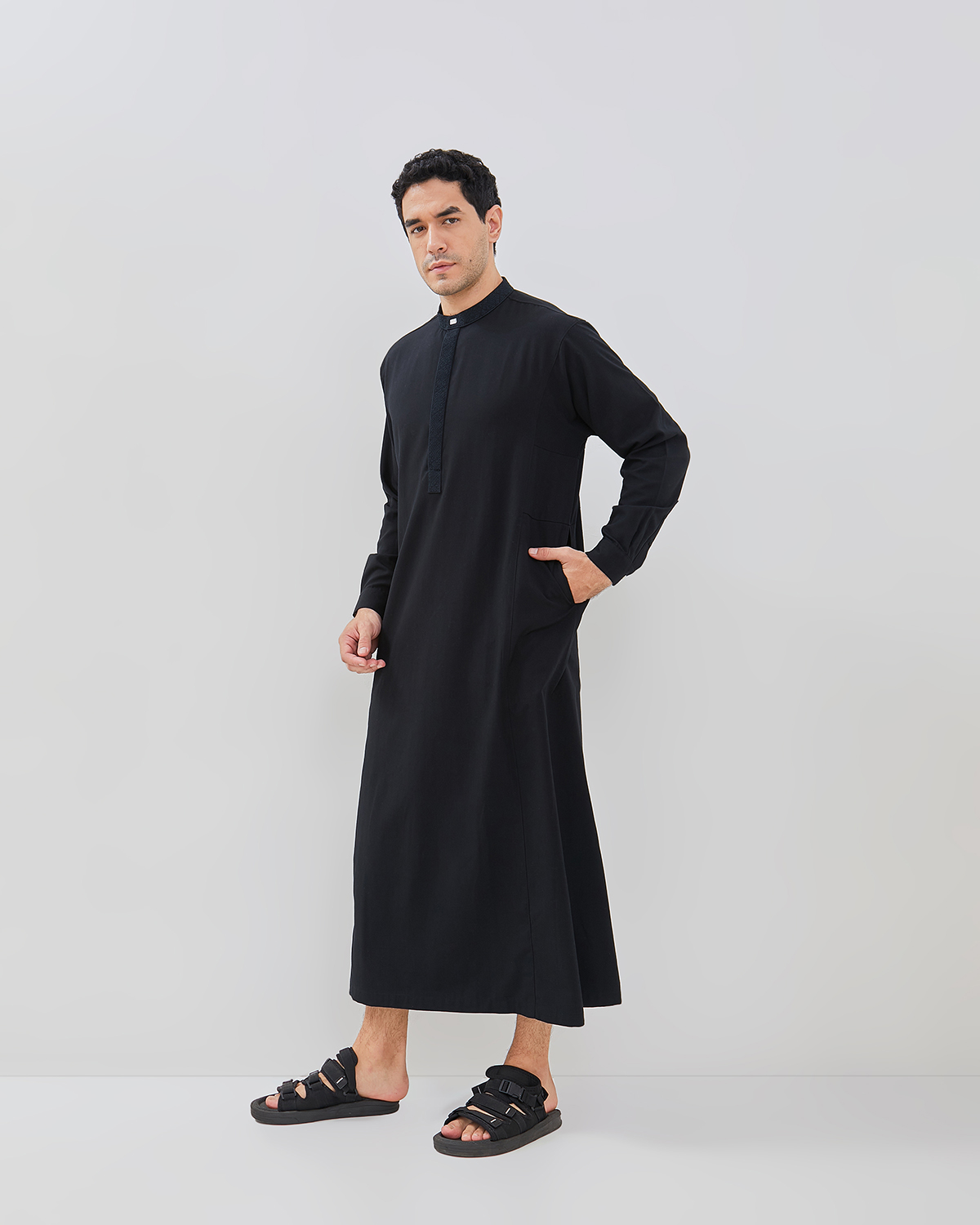 AMK Jubah Gamis Pria Thobe KK Taqi L/s Black
