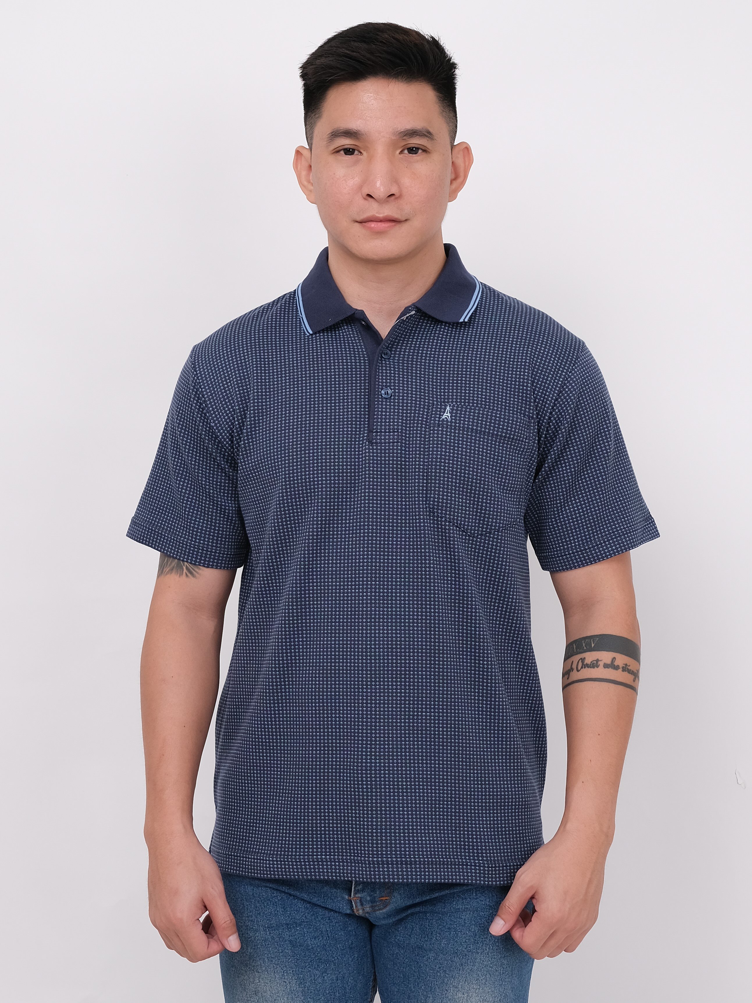 Andre Michel Polo Shirt Lengan Pendek Navy 3449