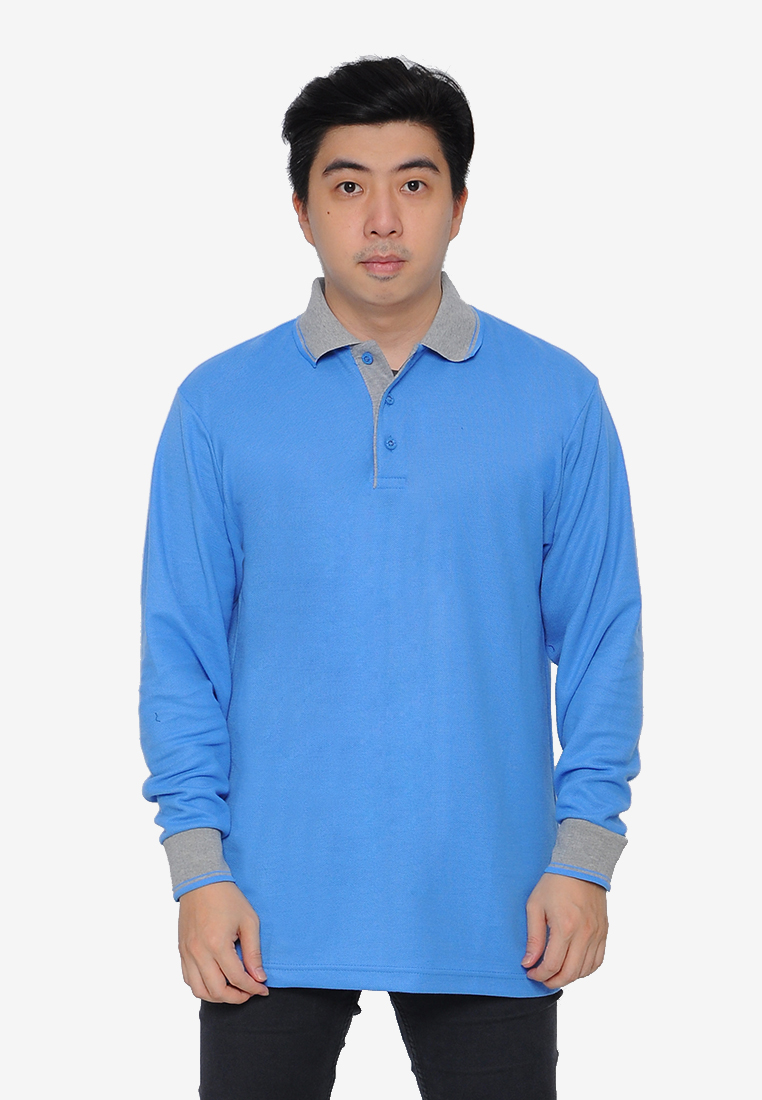 Andre Michel Kaos Polo Shirt Lengan Panjang Kerah Abu Biru BCA 933-52
