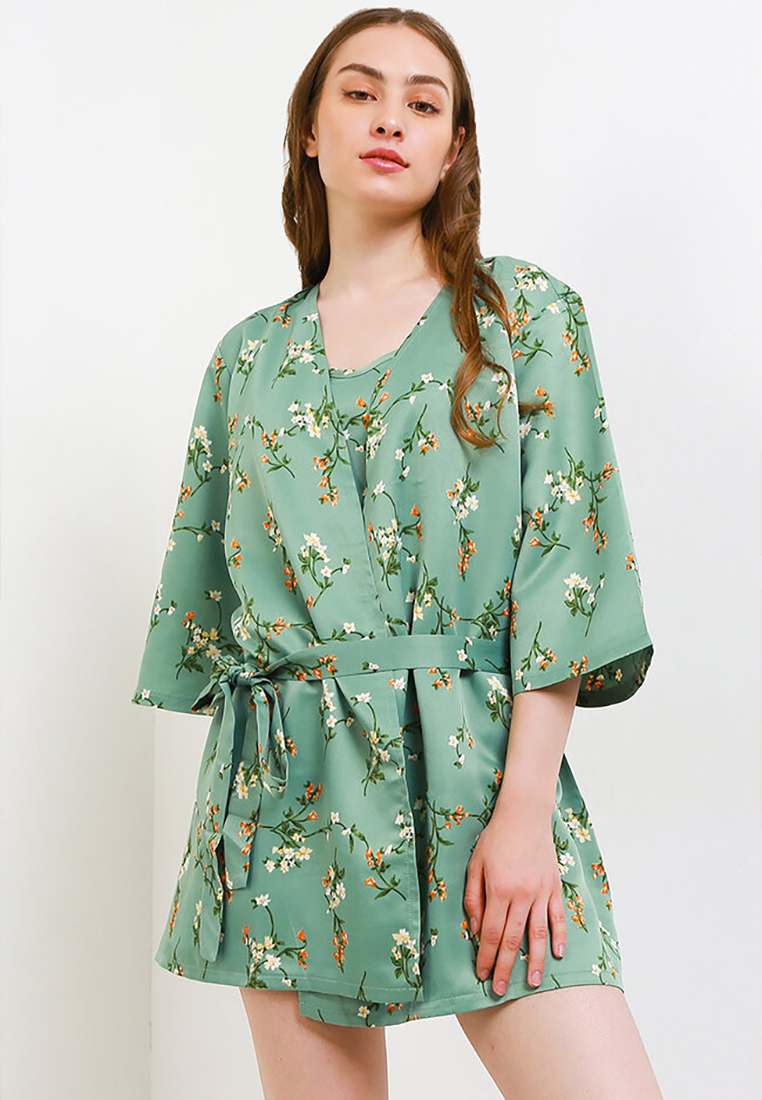 Anne Wintours Kimono Satin Silk Set Daster Tanktop