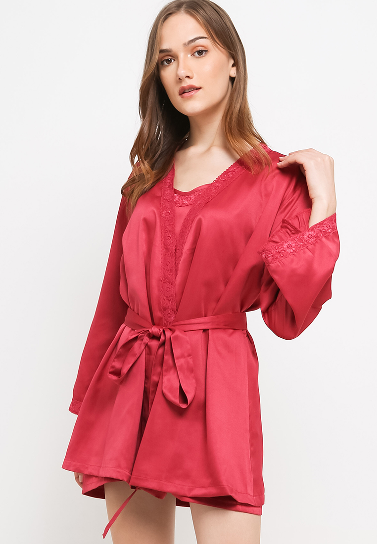 Anne Wintours Kimono Satin Silk Set Tanktop Sleepwear