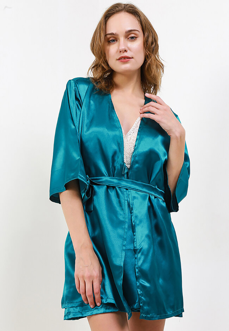 Anne Wintours Kimono Satin Silk Set Daster Tanktop Sleepwear