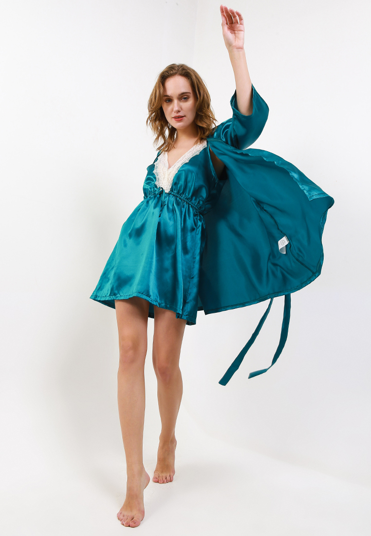 Anne Wintours Kimono Satin Silk Set Daster Tanktop Sleepwear